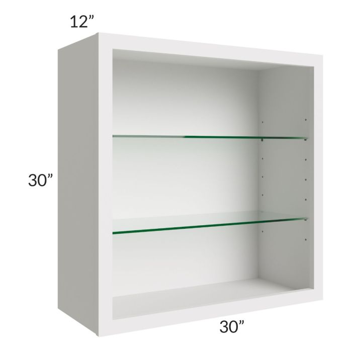 Midtown Cloud Shaker 30x30 Wall Cabinet (No Doors) To Be Used With Glass Doors