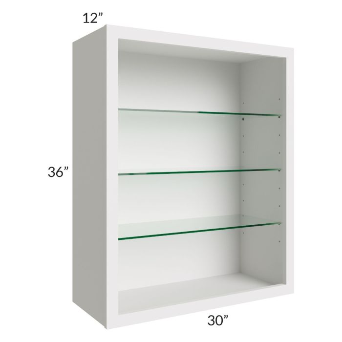 Midtown Cloud Shaker 30x36 Wall Cabinet (No Doors) To Be Used With Glass Doors