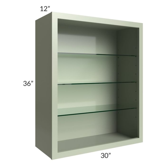 Midtown Pistachio Green Shaker 30x36 Wall Cabinet (No Doors) To Be Used With Glass Doors