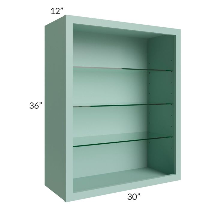 Midtown Sage Green Shaker 30x36 Wall Cabinet (No Doors) To Be Used With Glass Doors