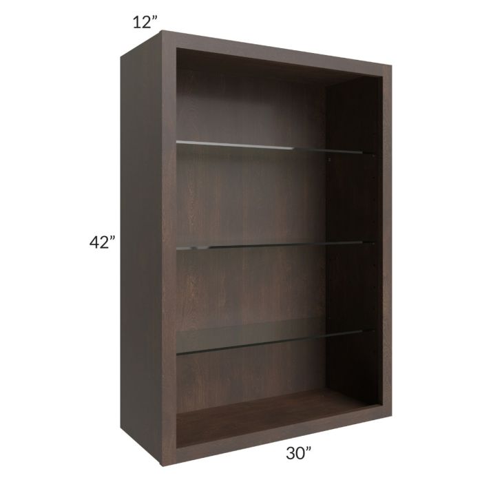 Tuscan Kona Brown 30x42 Wall Cabinet (No Doors) To Be Used With Glass Doors