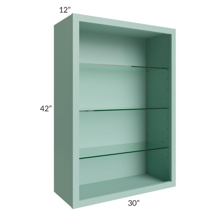 Midtown Sage Green Shaker 30x42 Wall Cabinet (No Doors) To Be Used With Glass Doors