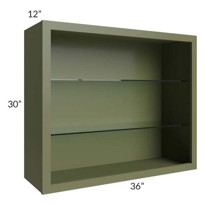Midtown Hunter Green Shaker 36x30 Wall Cabinet (No Doors) To Be Used With Glass Doors