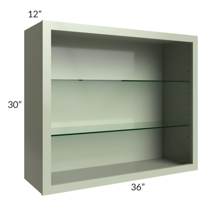 Midtown Pistachio Green Shaker 36x30 Wall Cabinet (No Doors) To Be Used With Glass Doors