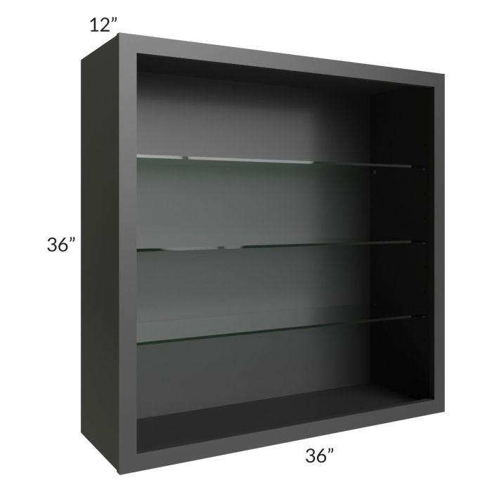 Midtown Black Shaker 36x36 Wall Cabinet (No Doors) To Be Used With Glass Doors