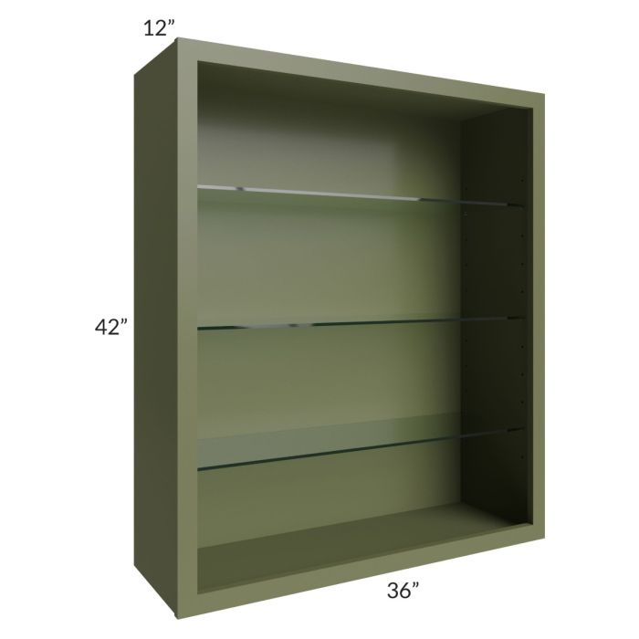 Midtown Hunter Green Shaker 36x42 Wall Cabinet (No Doors) To Be Used With Glass Doors