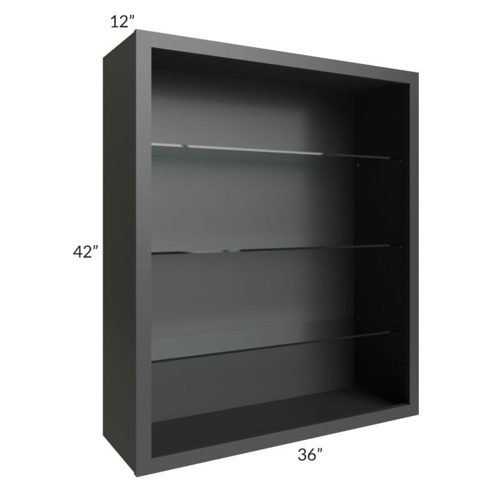 Midtown Black Shaker 36x42 Wall Cabinet (No Doors) To Be Used With Glass Doors