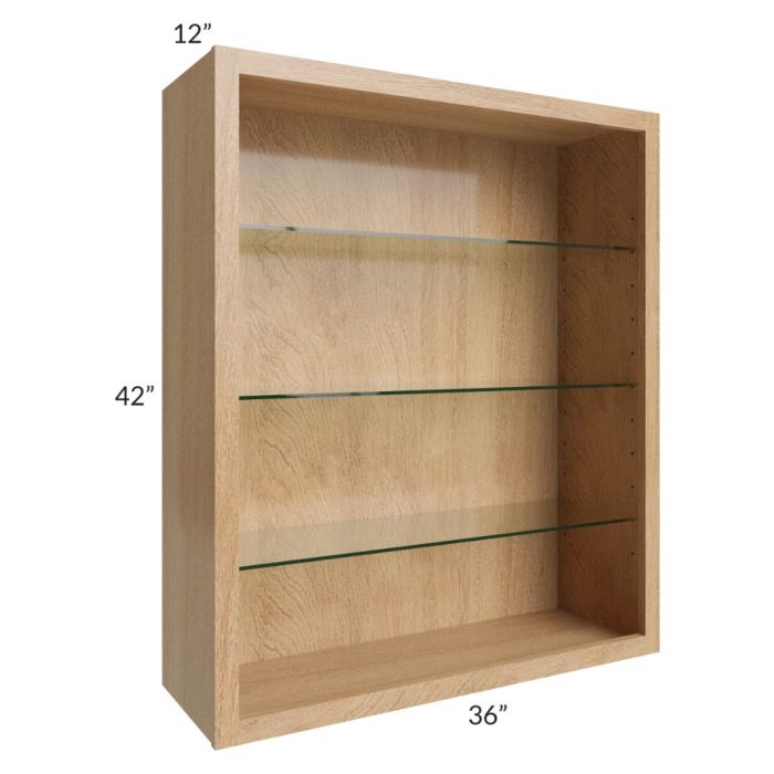 Midtown Timber Shaker 36x42 Wall Cabinet (No Doors) To Be Used With Glass Doors