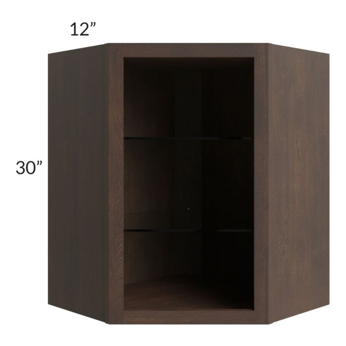 Tuscan Kona Brown 24x30 Corner Wall Cabinet (No Door) To Be Used With A Glass Door
