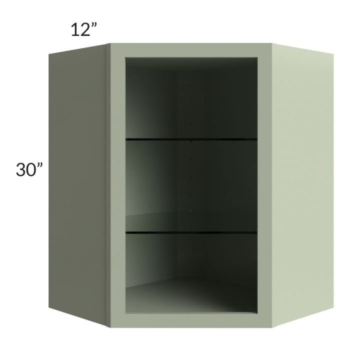 Midtown Pistachio Green Shaker 24x30 Corner Wall Cabinet (No Door) To Be Used With A Glass Door