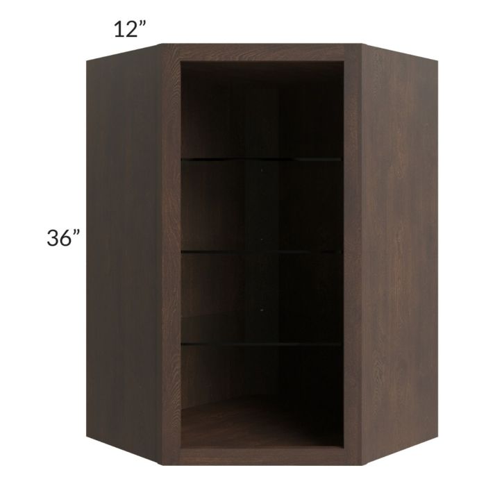 Tuscan Kona Brown 24x36 Corner Wall Cabinet (No Door) To Be Used With A Glass Door