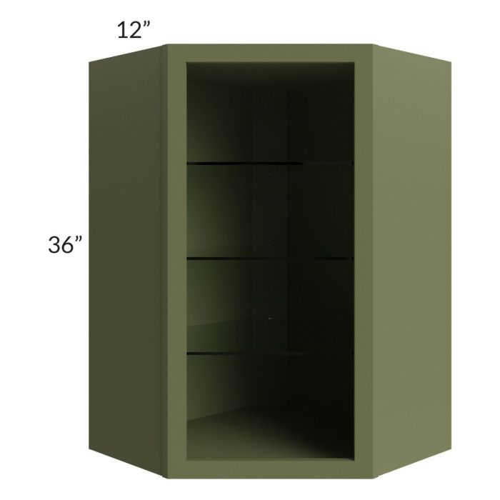 Midtown Hunter Green Shaker 24x36 Corner Wall Cabinet (No Door) To Be Used With A Glass Door