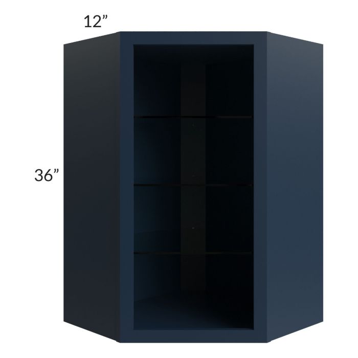 Midtown Blue Shaker 24x36 Corner Wall Cabinet (No Door) To Be Used With A Glass Door