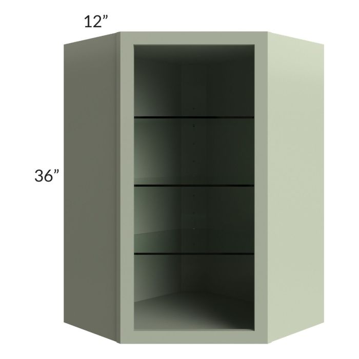 Midtown Pistachio Green Shaker 24x36 Corner Wall Cabinet (No Door) To Be Used With A Glass Door