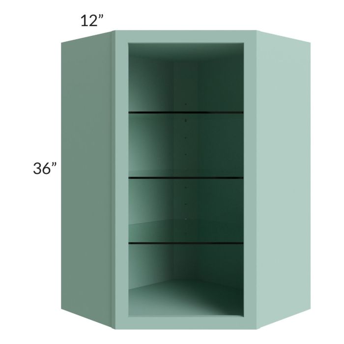 Midtown Sage Green Shaker 24x36 Corner Wall Cabinet (No Door) To Be Used With A Glass Door