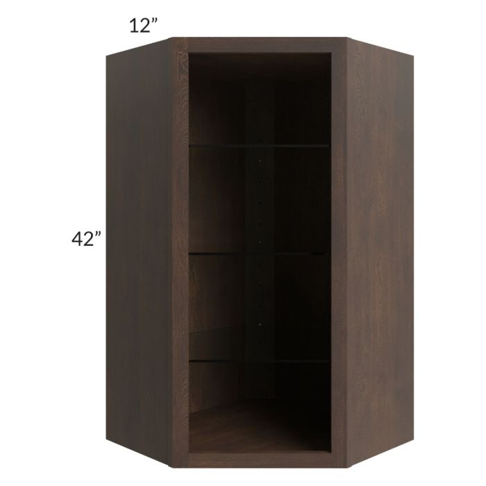 Tuscan Kona Brown 24x42 Corner Wall Cabinet (No Door) To Be Used With A Glass Door