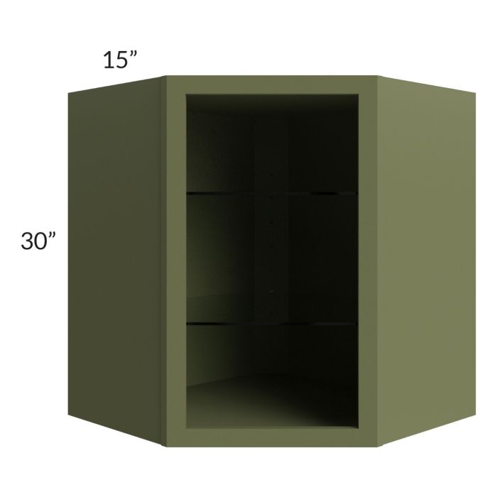 Midtown Hunter Green Shaker 27x30 Corner Wall Cabinet (No Door) To Be Used With A Glass Door