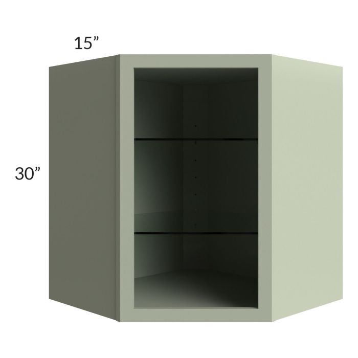 Midtown Pistachio Green Shaker 27x30 Corner Wall Cabinet (No Door) To Be Used With A Glass Door