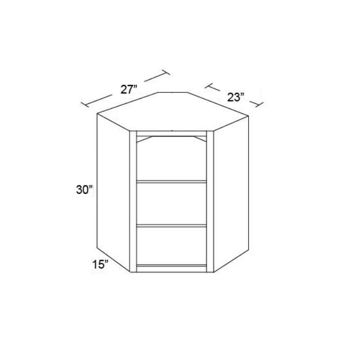 Vienna 27x30 Corner Wall Cabinet (No Door) To Be Used With A Glass Door