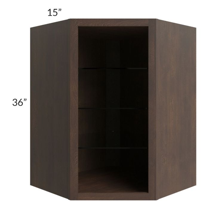 Tuscan Kona Brown 27x36 Corner Wall Cabinet (No Door) To Be Used With A Glass Door