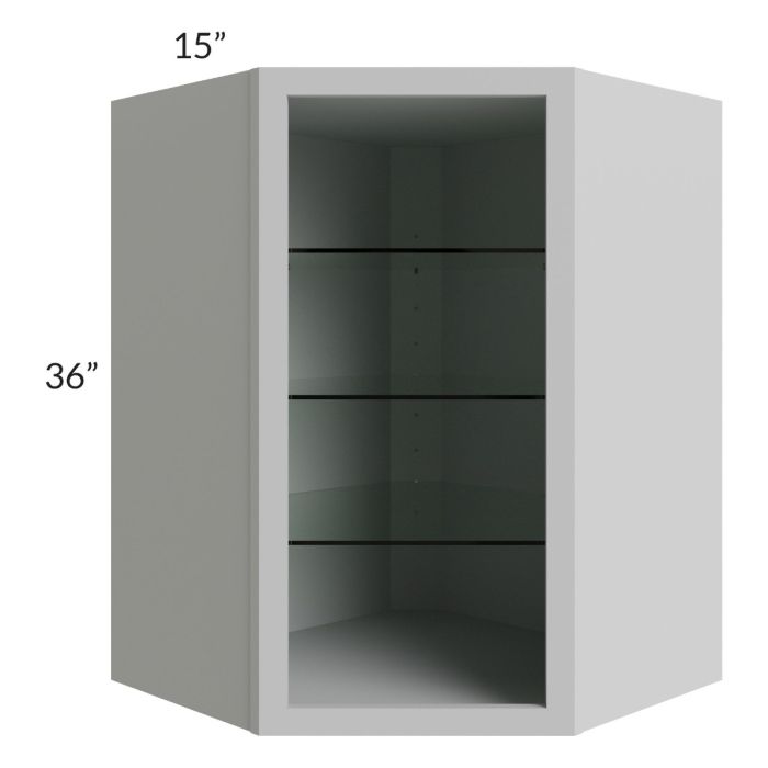 Tuscan Painted Grey 27x36 Corner Wall Cabinet (No Door) To Be Used With A Glass Door