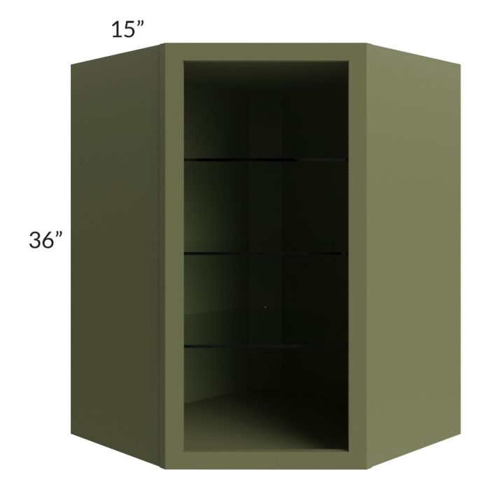 Midtown Hunter Green Shaker 27x36 Corner Wall Cabinet (No Door) To Be Used With A Glass Door