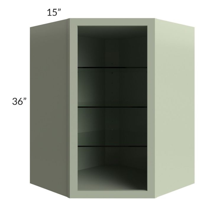 Midtown Pistachio Green Shaker 27x36 Corner Wall Cabinet (No Door) To Be Used With A Glass Door