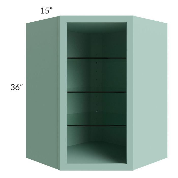 Midtown Sage Green Shaker 27x36 Corner Wall Cabinet (No Door) To Be Used With A Glass Door