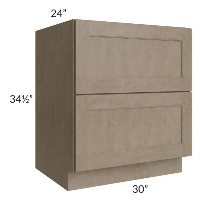Cobblestone Grey 30" 2-Drawer Base Cabinet
