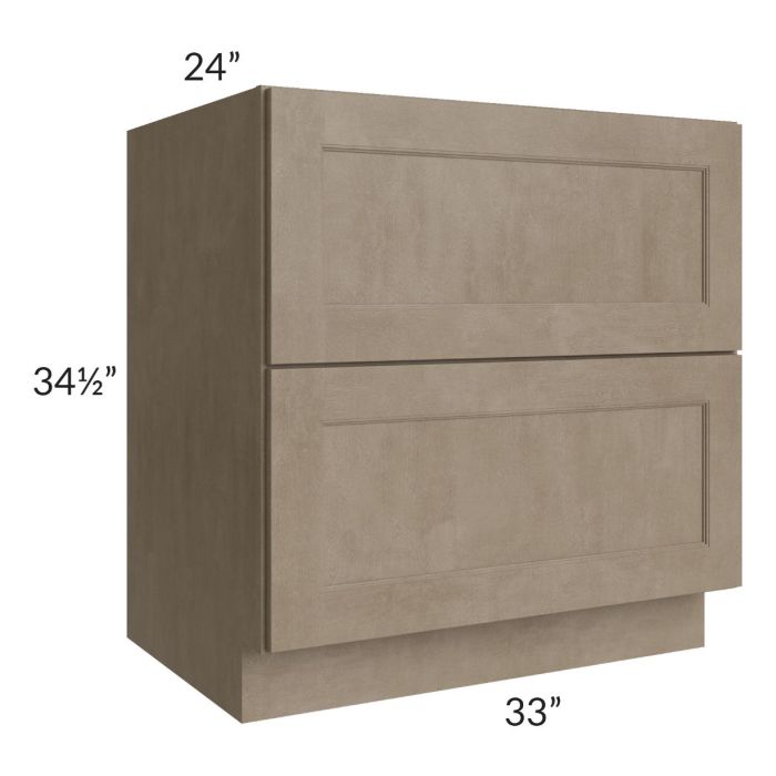 Cobblestone Grey 33" 2-Drawer Base Cabinet
