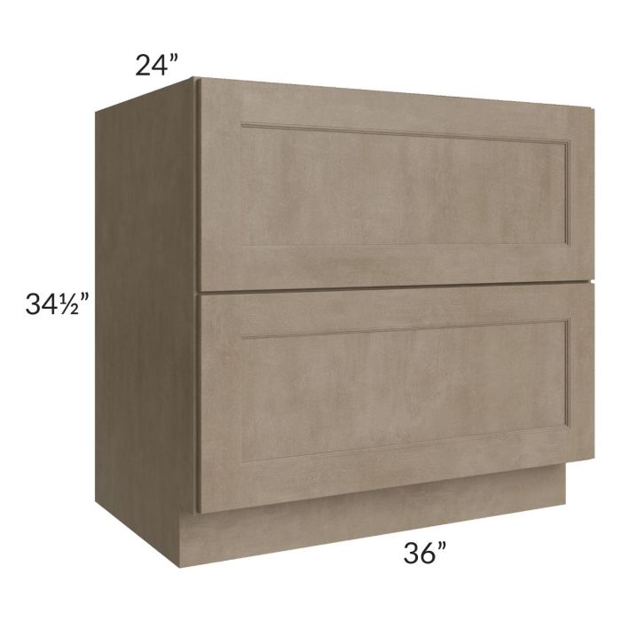 Cobblestone Grey 36" 2-Drawer Base Cabinet