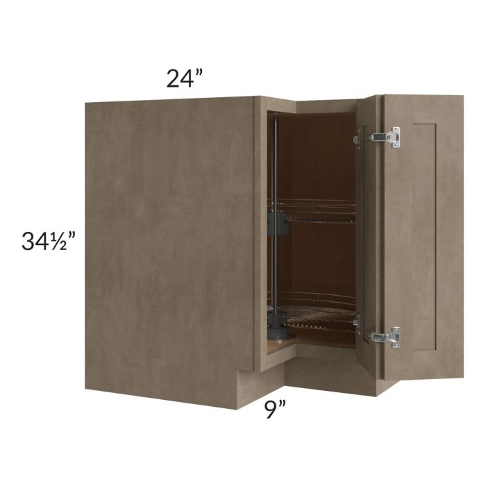 Cobblestone Grey 33" Lazy Susan Corner Base with Stainless Steel Baskets