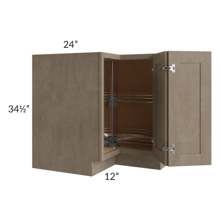 Cobblestone Grey 36" Lazy Susan Corner Base with Stainless Steel Baskets