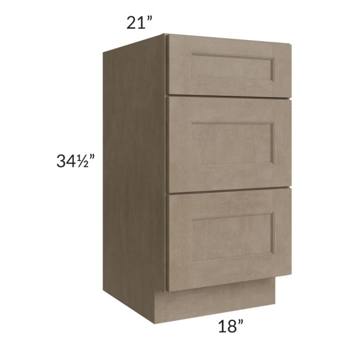 Cobblestone Grey 18" Vanity Three Drawer Base Cabinet
