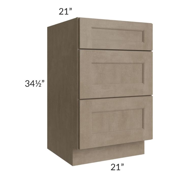 Cobblestone Grey 21" Vanity Three Drawer Base Cabinet
