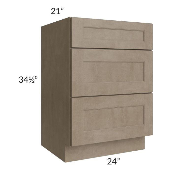 Cobblestone Grey 24" Vanity Three Drawer Base Cabinet