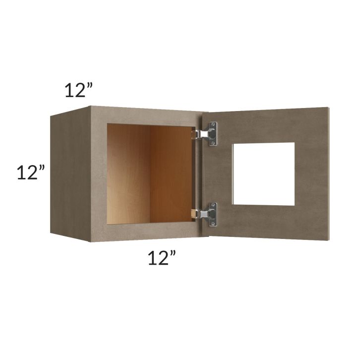 Cobblestone Grey 12x12 Decorative Wall Cabinet with Plain Glass