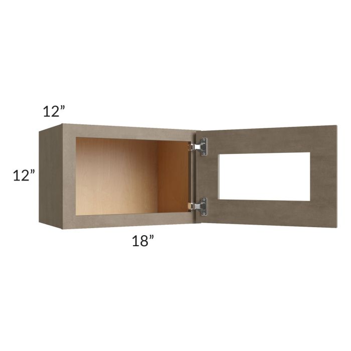 Cobblestone Grey 18x12 Decorative Wall Cabinet with Plain Glass