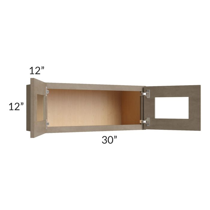 Cobblestone Grey 30x12 Decorative Wall Cabinet with Plain Glass