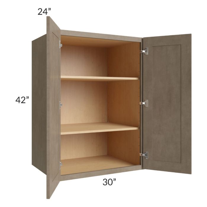 Cobblestone Grey 30x42x24 Split Pantry Wall Cabinet