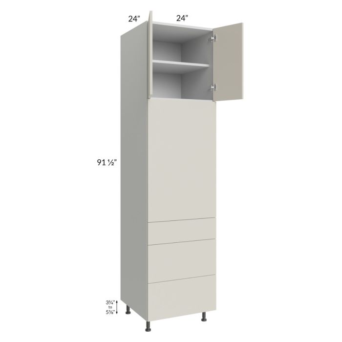 Milan Beige Matte 24x96 Single Oven Cabinet with 3 Drawers