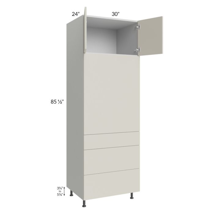 Milan Beige Matte 30x90 Single Oven Cabinet with 3 Drawers