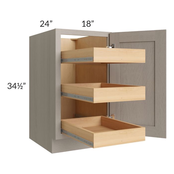 Catalina Mist 18" Full Height Door Base Cabinet with 3 Rollout Trays