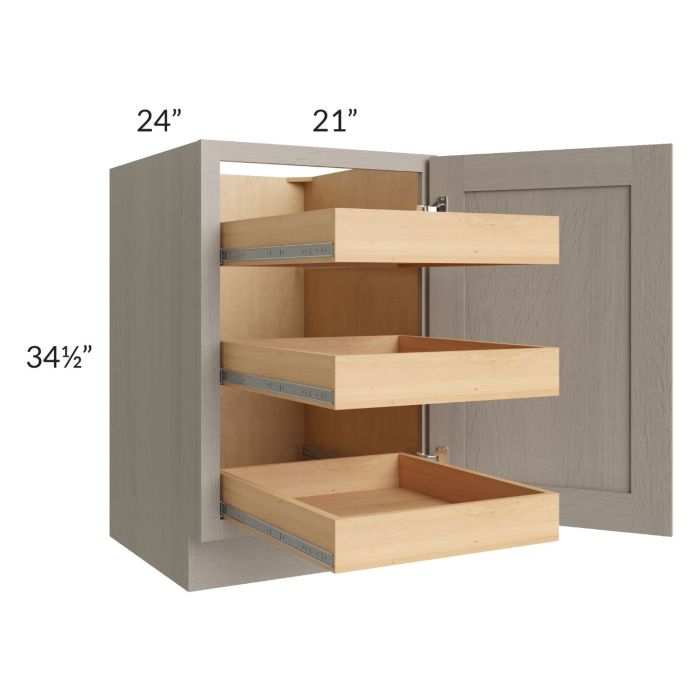 Catalina Mist 21" Full Height Door Base Cabinet with 3 Rollout Trays