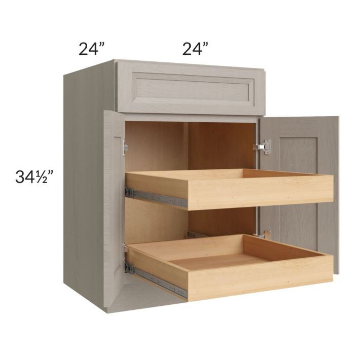 Catalina Mist 24" Base Cabinet with 2 Rollout Trays