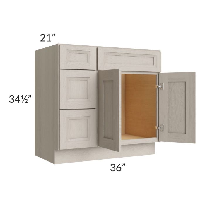 Catalina Mist 36" Vanity Base Cabinet (Drawers on Left)