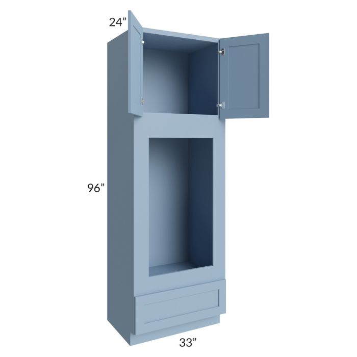Sky Blue Shaker 33x96 Double Oven or Oven/Microwave Cabinet