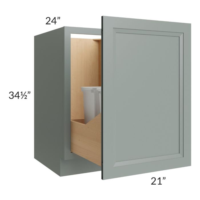 Catalina Meadow Green 21" Full Height Door Base Cabinet with Double Trashcan Pullout