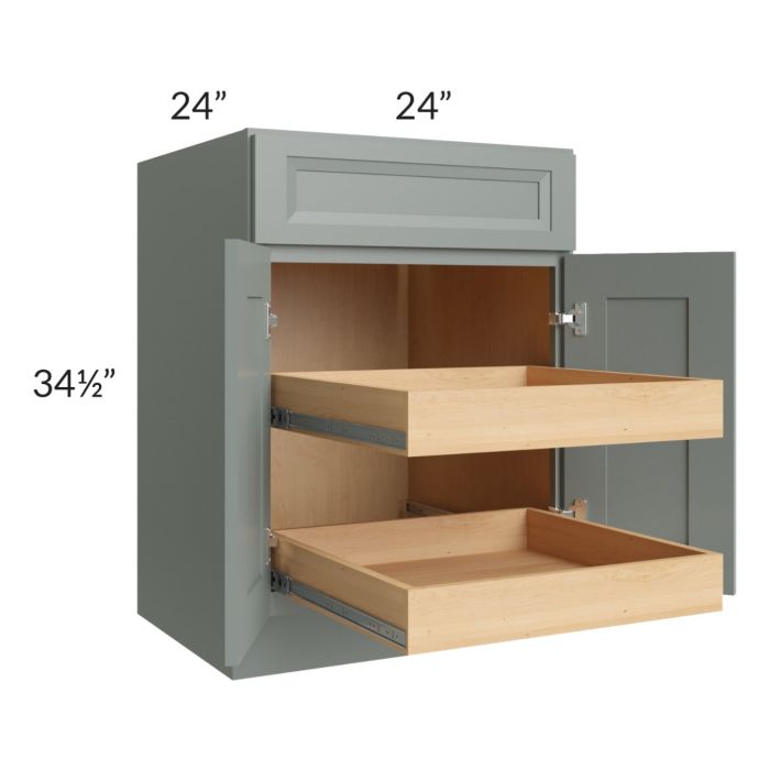 Catalina Meadow Green 24" Base Cabinet with 2 Rollout Trays