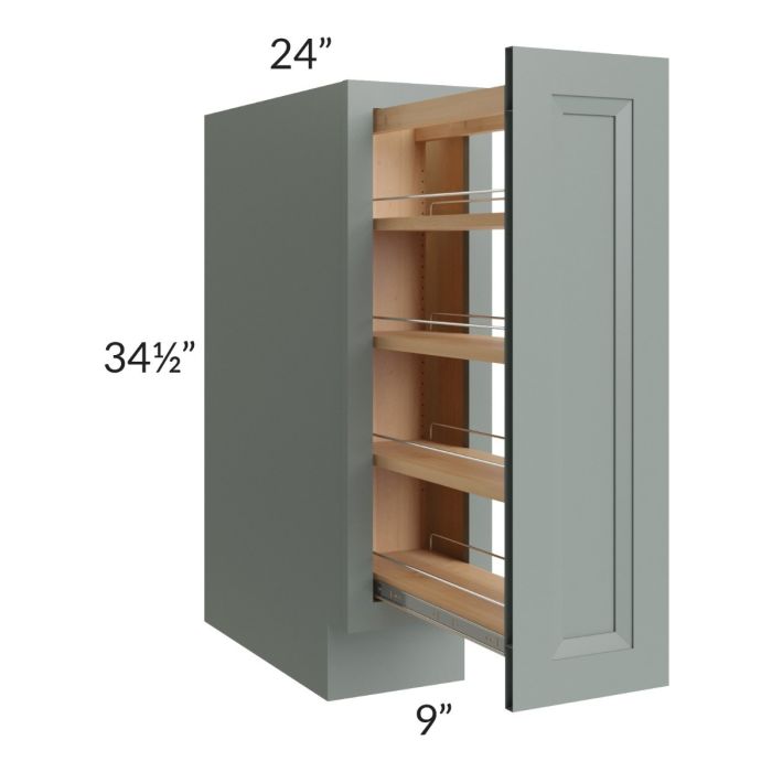Catalina Meadow Green 9" Full Height Door Base Cabinet with Shelf Pullout